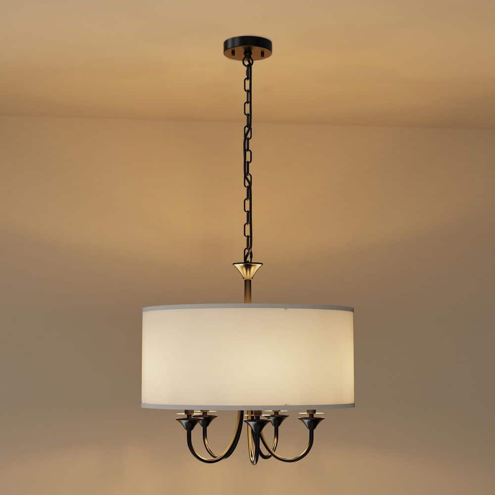 YANSUN 20 in. 5-Light Black Candle Style Empire Chandelier with