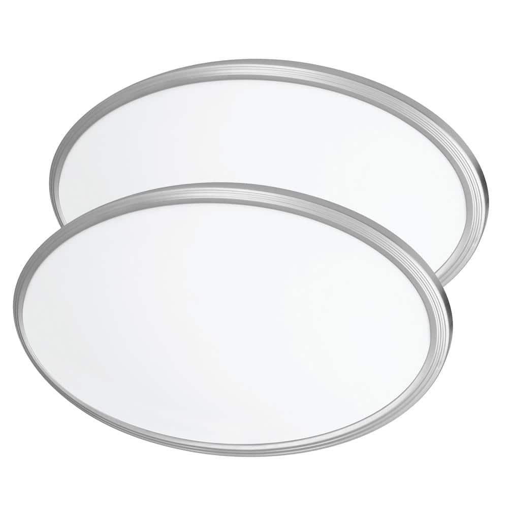 32 in. Oval 50W 3500 Lumens Dim Selectable CCT Integrated LED Flat Panel Ceiling Flush Mount BLK W/NKL Trim Ring(2-Pack) price history on PriceWatchPro