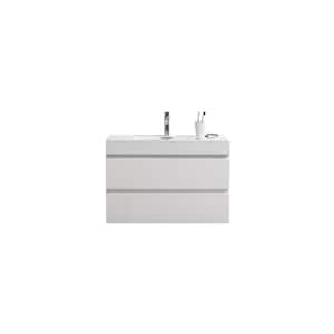 Fortune 36 in. W Bath Vanity in High Gloss White with Reinforced Acrylic Vanity Top in White with White Basin