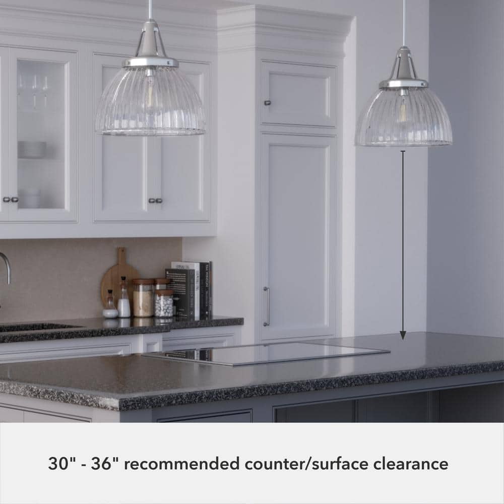 Cypress Grove Large Brushed Nickel Clear Glass Dome Pendant Light