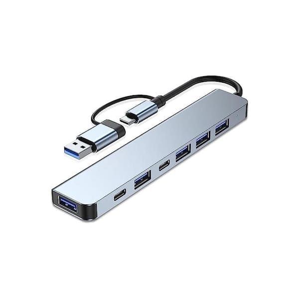 7 in 1 USB C Hub with USB 3.0 and USB 2.0 Ports for MacBook Pro Air Devices Aluminum