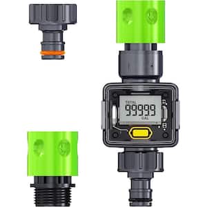 Water Meter for Garden Hose, Water Flow Meter with Connectors, Measures Single/Total Water Usage in Gallons Liters