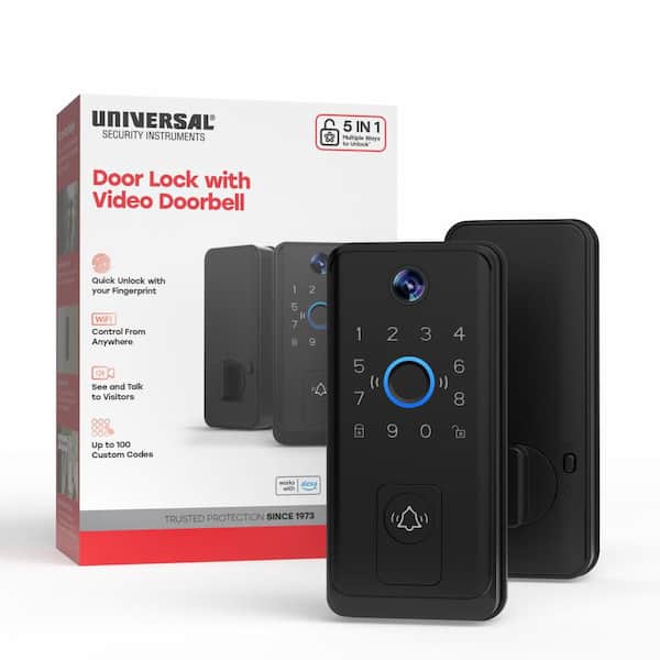 Black Single-Cylinder Smart Lock Wi-Fi Thumbturn Deadbolt with Video Doorbell, Finger Print, Keypad, App, & 2-Way Audio