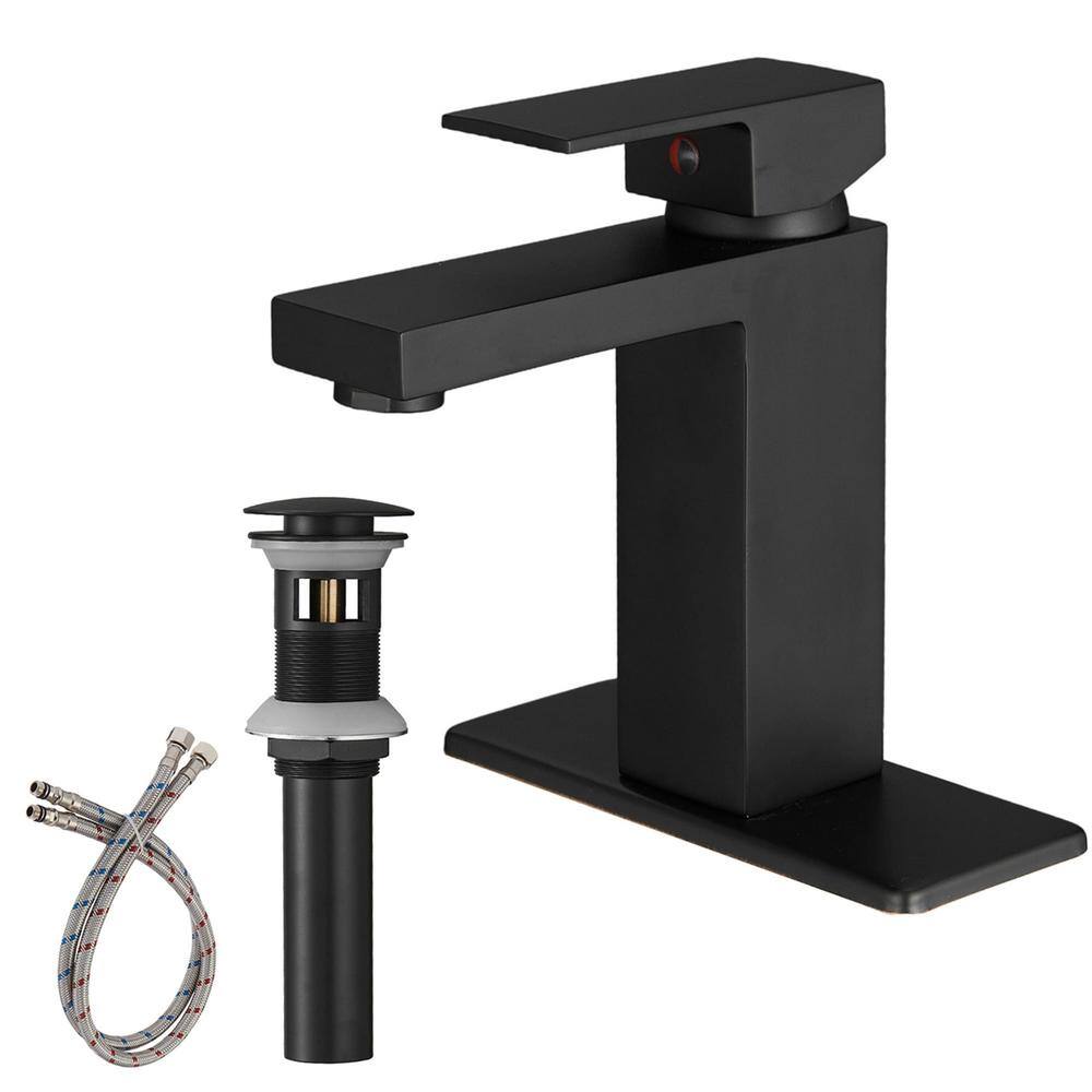 Single Handle Single Hole Bathroom Faucet with Deckplate and Drain Assembly