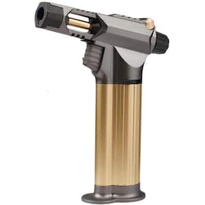 Zinc Gold Refillable Butane Torch Gun Torch for Cooking, BBQ, Creme Brule, Adjustable Flame with Ignition Lock