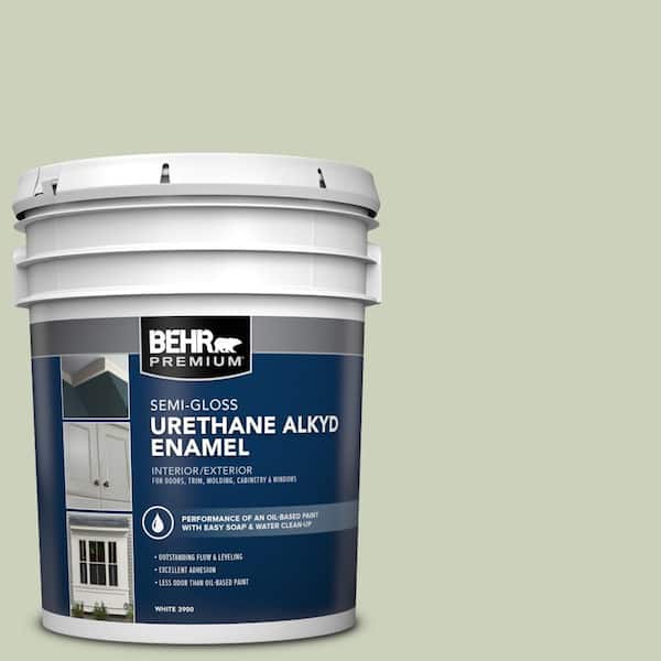 BEHR PREMIUM 5 gal. #PPU10-09 Chinese Jade Urethane Alkyd Semi-Gloss Enamel Interior/Exterior Paint