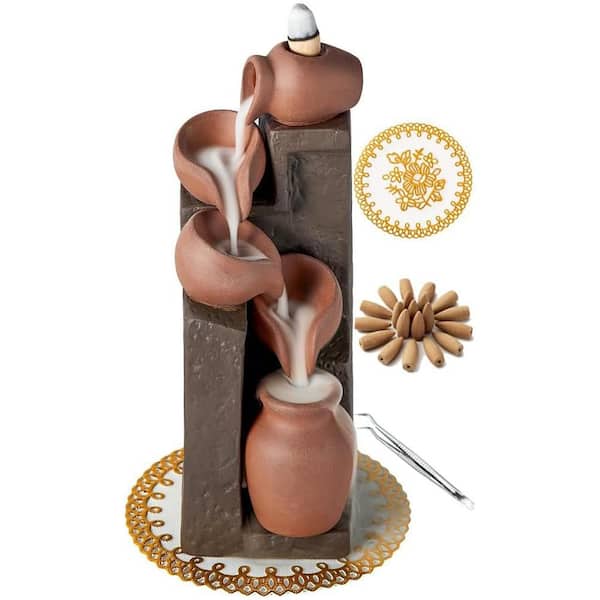 Afoxsos Ceramic Waterfall Incense Holder with Backflow Cones