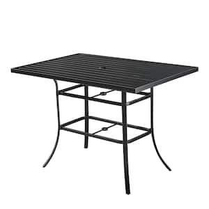 60 in. W Aluminum Steel Dining Table with Umbrella Hole