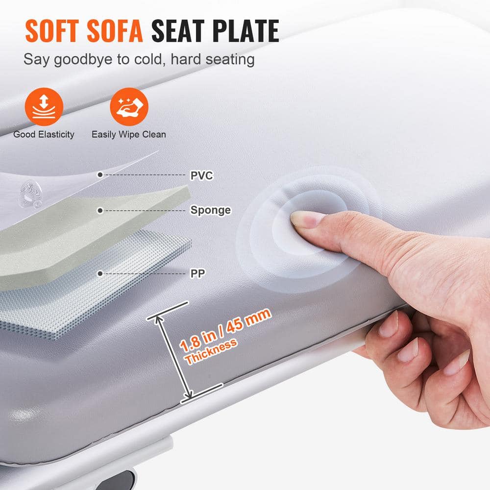 Gray PVC Adjustable Bathtub Transfer Bench with Padded Seat
