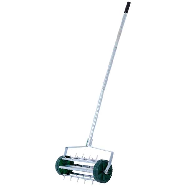 Heavy Duty Rolling Lawn Aerator Garden Yard Rotary Push Lawn Aeration with Steel Handle