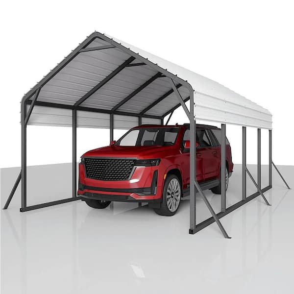 13 ft. x 21 ft. Metal Carport Steel Heavy Duty, 600 Lbs Weight, 27 Gauge Sheet Metal Roof, Rust-Resistant Coating