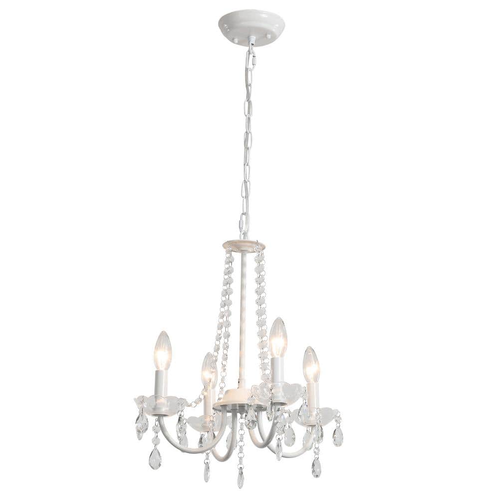 ADSENSTY 4-Light White Vintage Candle Style Chandelier with