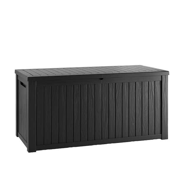 Decksplore 180 gal. Black Resin Storage Deck Box for Outdoor Indoor