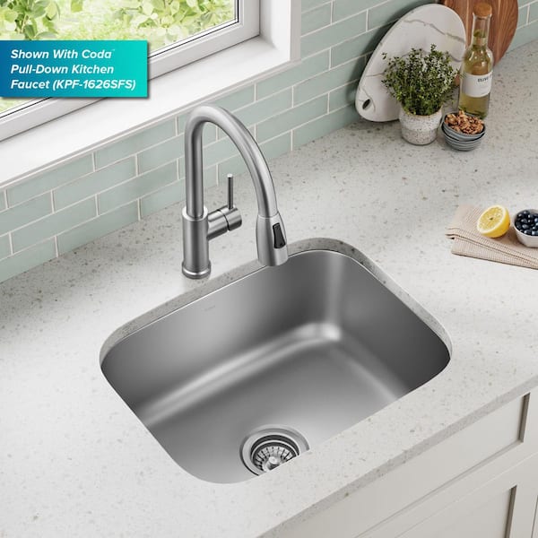 Premier Undermount Stainless Steel 23 in. Rectangular Single Bowl Kitchen Sink