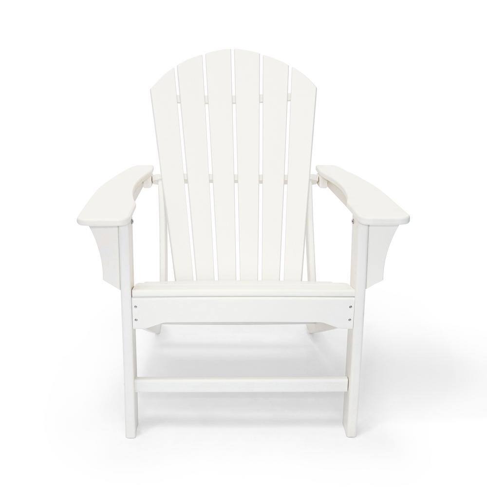 Hampton White HDPE Outdoor Adirondack Chair with Wide Armrests