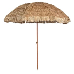 7 Ft. Tiki Straw Hawaiian Style Umbrella for Patio Pool and Beach in Natural Color