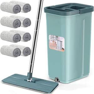 Mop and Bucket system, Head Width 14 in. Microfiber Mop Head, Wet and Dry Dual Urpose Flat Mop