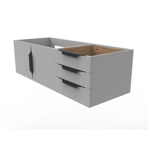 Alpine 47.75 in. W x 18.75 in. D x 14.25 in. H Bath Vanity Cabinet without Top in Matte Gray with Black Trim