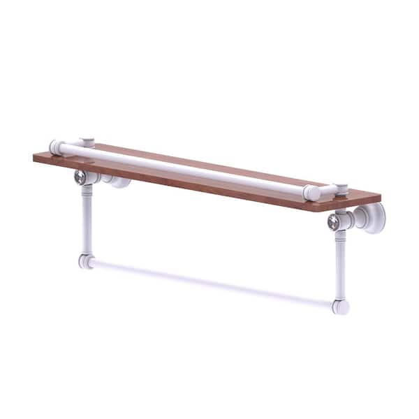 Carolina Crystal Collection 22 in. Gallery Wood Shelf with Towel Bar in Matte White