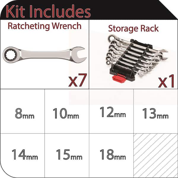 Ratcheting MM Combination Wrench Set (7-Piece)
