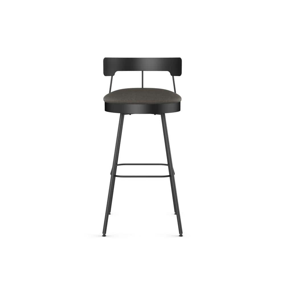 Monza 26" Swivel Counter Stool in Dark Grey Polyurethane & Black Metal