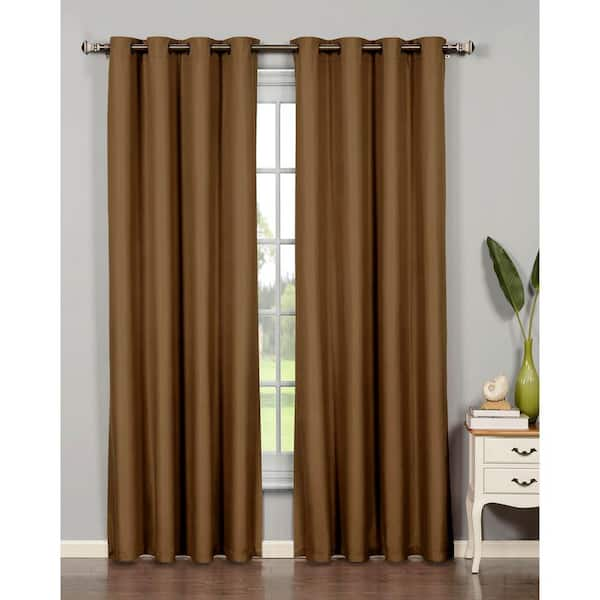 Bella Luna Semi-Opaque Emma Microfiber Extra Wide 95 in. L Room Darkening Grommet Curtain Panel Pair, Chocolate (Set of 2)