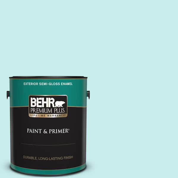 BEHR PREMIUM PLUS 1 gal. #P460-1 Morning Sky Semi-Gloss Enamel Exterior Paint & Primer