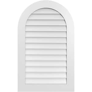 26 in. x 42 in. Round Top White PVC Paintable Gable Louver Vent Non-Functional