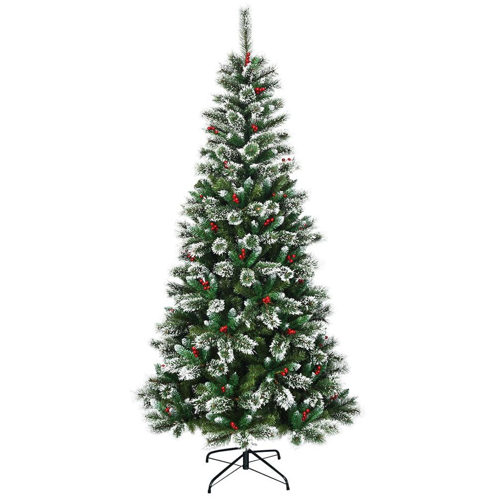 Costway 7 ft. Unlit Snow Flocked Artificial Christmas Tree with 783 tips CM22801