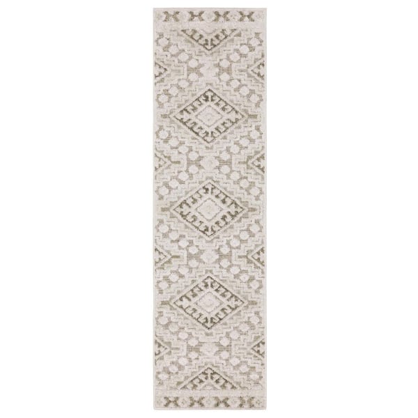 2 X 8 Beige, Blue Tribal Washable Area Rug Runner Rug