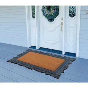 A1HC Artistic Border Black/Beige 24 in. x 36 in. Rubber and Coir Heavy Duty, Easy to Clean Outdoor Doormat