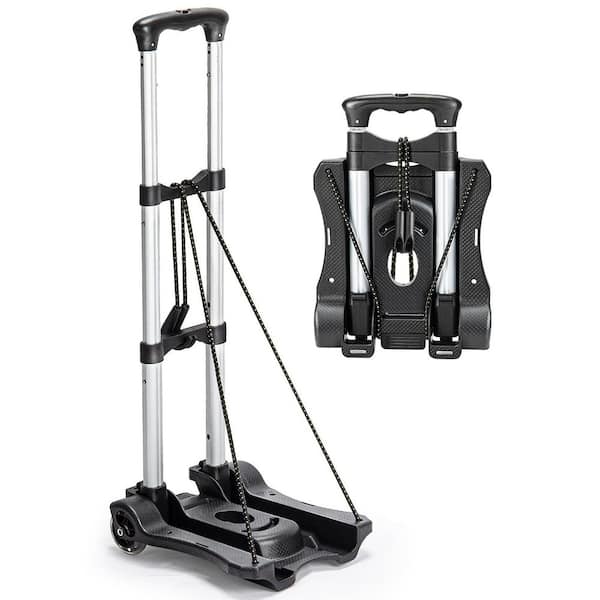 Small Folding Hand Truck Dolly with 2 Wheels, Foldable Luggage Cart, Aluminum Collapsible Trolly Portable Dolly