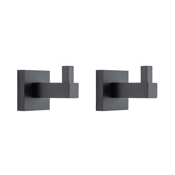 Italia Trieste 2-Piece Robe Hook Set in Matte Black