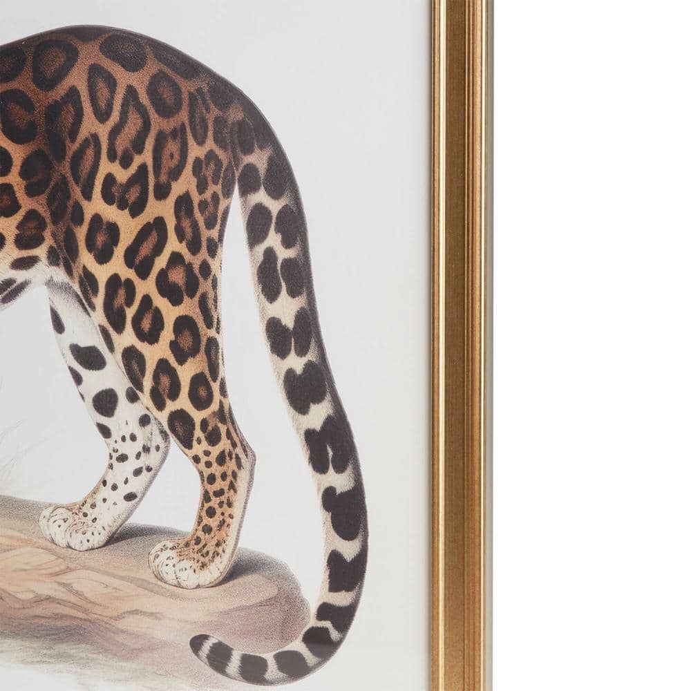Elegant Gold Framed Cheetah Print Wall Art Set