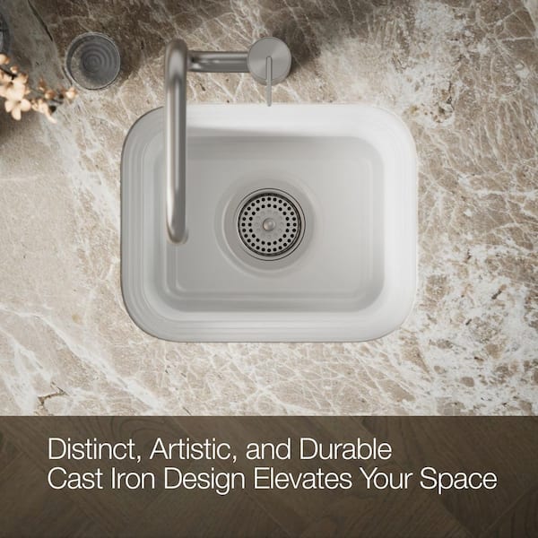 KOHLER Northland White Cast Iron 15 in. Undermount Bar Sink K-6589