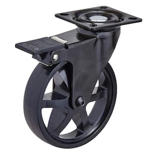3-15/16 in. (100 mm) Black Aluminum Vintage Braking Swivel Plate Caster with 132 lbs. Load Rating
