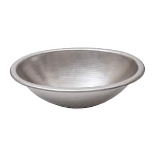 Self-Rimming Oval Hammered Copper 19 in. 0-Hole Bathroom Sink in Nickel
