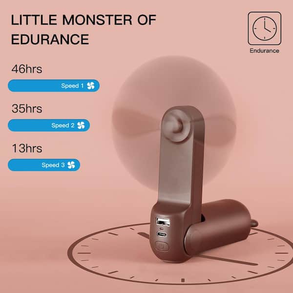 5 in. Personal Fan in Brown with 4500mAh Battery