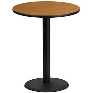 36 in. Round Black and Natural Laminate Table Top with 24 in. Round Bar Height Table Base