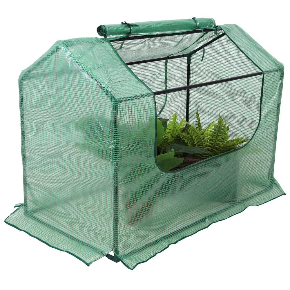 Sunnydaze Green 4' x 2' Iron and PVC Mini Greenhouse