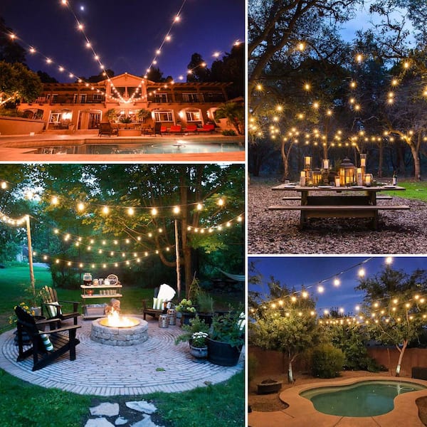 25-Light Indoor/Outdoor 25 ft. Plug-in Contemporary Rustic G40 Bistro Globe Bulb String Lights, Black