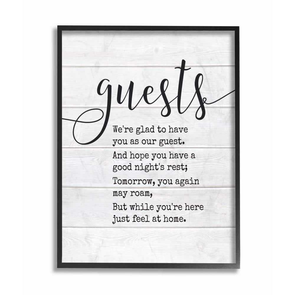 11 in. x 14 in. Guests Feel At Home by Lettered and Lined Wood Framed 