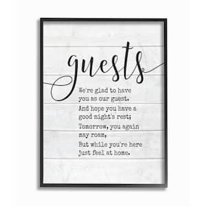 16 in. x 20 in. "Guests Feel At Home" by Lettered and Lined Wood Framed Wall Art