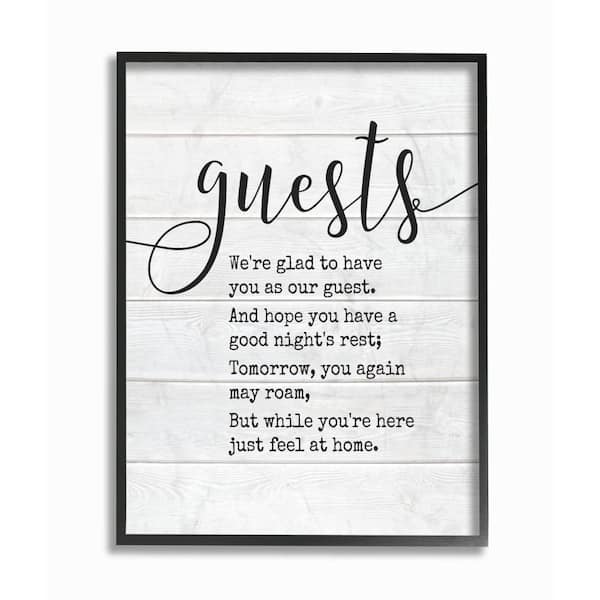 Stupell Industries 16 in. x 20 in. "Guests Feel At Home" by Lettered and Lined Wood Framed Wall Art