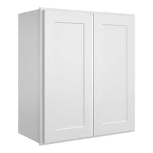 24 in. W x 12 in. D x 30 in. H in Shaker White Plywood Ready to Assemble Wall Cabinet 2-Doors 3-Shelves Kitchen Cabinet