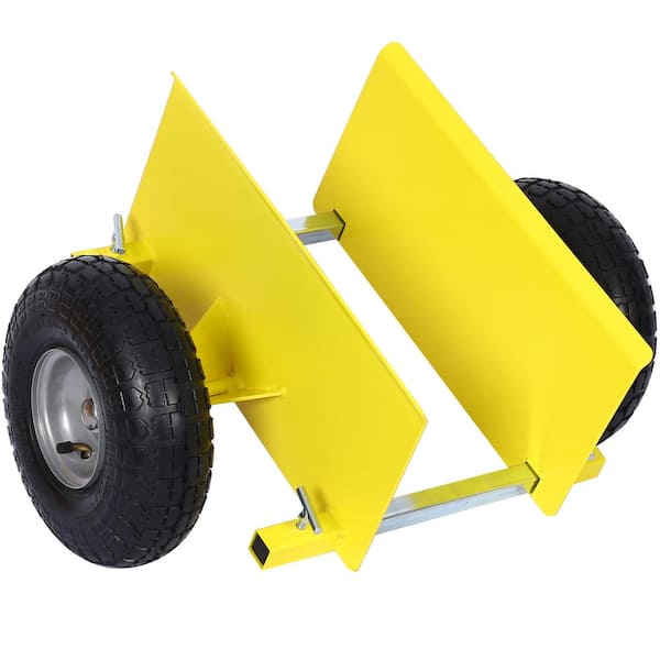Tidoin 10 in. Yellow Lumber Transfer Panel Handbarrow Dolly with Pneumatic Wheels and 600 lb. Load Capacity