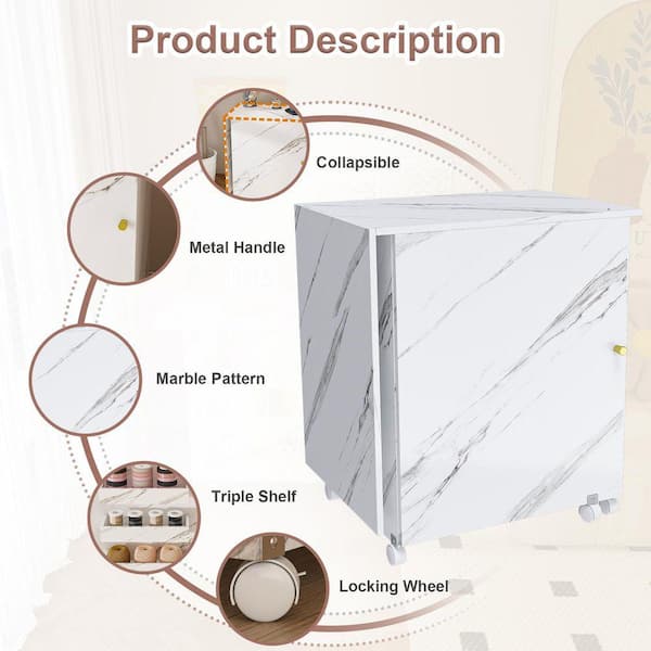 45.67 in. W White Wood 4-in-1 Folding Craft Sewing Table with