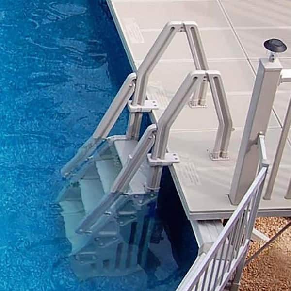 In Step Ladder and Protective Ladder Mat for Above Ground Swimming Pool