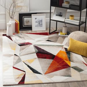 Porcello Light Gray/Orange 7 ft. x 9 ft. Abstract Area Rug