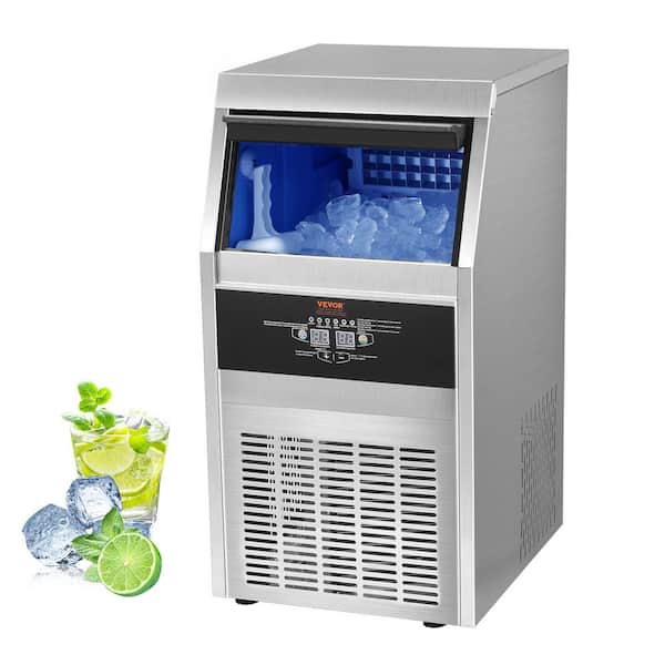 SKYSHALO Commercial Ice Maker 90 lbs./ 24 H Dice 19.68 in. Freestanding in Silver w/ 22 lbs. Storage Capacity Ice Maker Machine